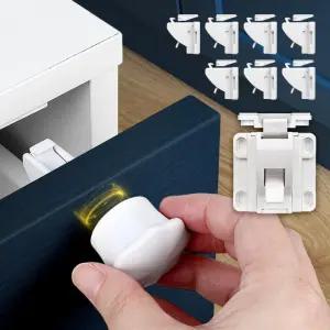 자석잠금장치8P세트 문열림방지 수납장 서랍고정 안전문고리 서랍장      RAM