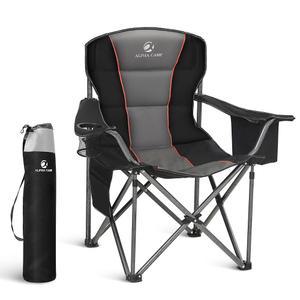 렛츠 캠프 접이식 캠핑 의자 컵 홀더 수납 및 쿨러백이 있는 오버사이즈 헤비 듀티 패딩 아웃도어 의자, 450파운드 무게 용량, 두꺼운 600D 옥스포드