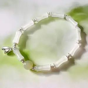 [에이치플러스몰]TBZ H28 천산취 99.9실버 잎사귀 행운팔찌 옥팔찌