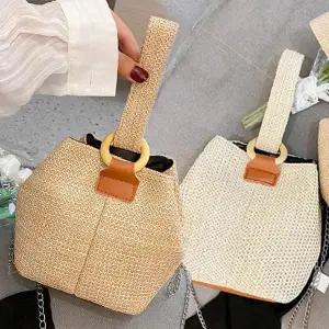 [오너클랜]WL 여성 라탄 버킷 백 여름 숄더 체인 가방 라탄버킷백 여름백