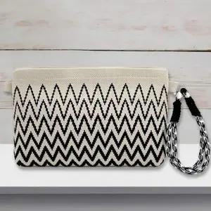 [오너클랜]WL 미니 니트 크로스 백 파우치 가방 아이보리 지그재그 데일리백