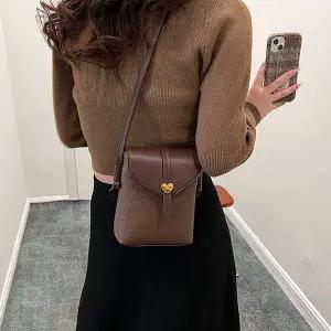 [오너클랜]WL 가죽 레더 미니 크로스 백 여행 핸드폰 가방 브라운 핸드폰미니백