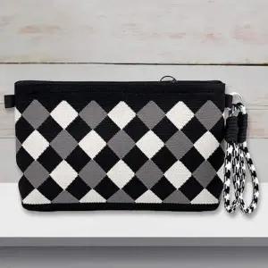 [오너클랜]WL 미니 니트 크로스 백 파우치 가방 블랙 다이아몬드 데일리백