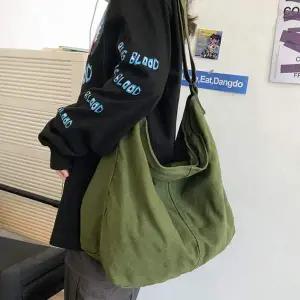 [오너클랜]WL 여행 용 캔버스 숄더 여자 캐주얼 빅 크로스 백 카키