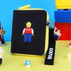 옥스포드 블랙 커스텀 남아 어린이 블럭모양 지퍼 스트랩 지갑 키즈캐릭터 카트보관