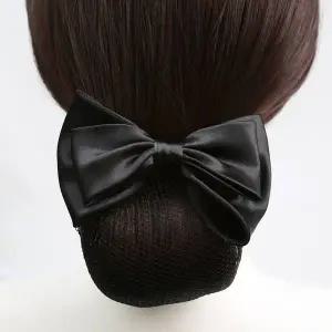 [오너클랜]TBZ 리본 촘촘 머리망 새틴 블랙