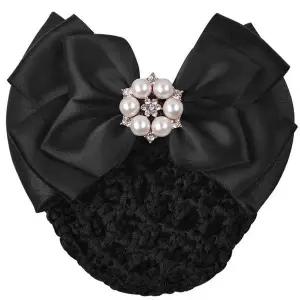 [오너클랜]TBZ 단아한 진주장식 리본 헤어망 유아머리핀 데일리핀