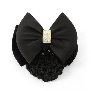 [오너클랜]TBZ 단아한 고급 사각큐빅 리본 헤어망 아기머리핀헤어핀