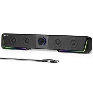 투명 사운드, USB 플러그 앤 플레이 PC 스피커, LED 조명, 컴퓨터 사운드 바, 데스크톱 노트북 모니터용 스위치 버튼(USB-C 어댑터 포함)을 갖춘 Jeeco A40 블루투스 스피커
