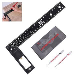 LARMEIL 12인치 프레임 스퀘어 카펜터 스퀘어, 트라이 툴, 목공용 T 자, L 직각 자 아노다이징 본체, 블랙