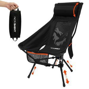 노사이트 캠핑 의자 - 머리 받침대와 발을 조절할 수 있는 하이백 의자, 가벼운 알루미늄 프레임, 통기성 메쉬 접이식 휴대용 의자로 야외 하이킹, 해변, 피크닉을 즐길 있습니다