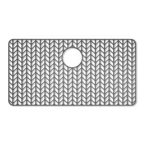 주방 싱크대용 대형 실리콘 싱크대 보호대, 30인치 x 16인치 후면 배수구, 농가 스테인리스 바닥용 매트, 발 들어 올리기 / 내열성 미끄럼 방지 (회색)