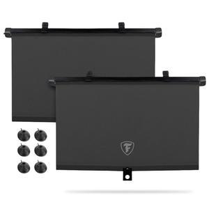 파이어스톤 2팩 리트랙터블 자동차 선쉐이드 창문 - 99% 자외선 차단, 자동 리트랙터 버튼으로 가볍고 컴팩트한 측면 쉐이드, 눈부심 및 열 블랙