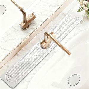 주방 싱크대용 빠른 건조 수도꼭지 매트 - 24인치 규조류 돌 매트, 싱크대 스플래시 가드, 욕실 트레이 카운터가 습기 축적을 방지합니다