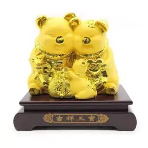 사무실소품 (3몰) 황금 돼지가족 저금통 장식품 개업 집들이선물