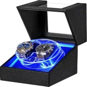 자동 시계용 ANWBROAD 와인더 LED 크리스탈 디자인의 4가지 모드 더블 박스 타입-C 어댑터 UJW007C가