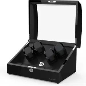 4개의 자동 시계를 위한 트리플 트리 와인더 추가 6개의 보관함 우드 쉘 피아노 마감 무음 모터 유연한