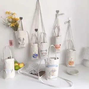 디자인 캔버스 에코 텀블러백 작은 에코백 튼튼한 여행 토트 여자 천 가방 가벼운 미니 크로스백 예쁜 이쁜