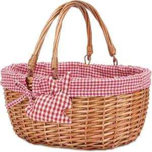 더블 폴딩 핸들이 있는 G GOOD GAIN 위커 피크닉 바구니 윌로우 천연 손 직조 부활절 달걀과 사탕 목욕