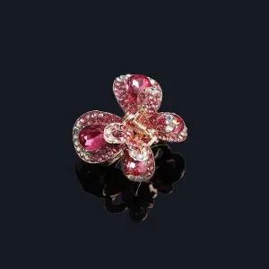 [에이치플러스몰]TBZ 화려한 큐빅 나비 집게핀 핑크 유아헤어핀 여자머리핀