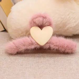 [에이치플러스몰]TBZ 바나나핀 반묶음집게핀 하트머리핀 털집게핀 핑크