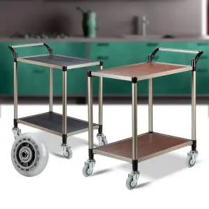 월넛우드 2단 특대 무소음바퀴 이동카 음식점카트 이동식트레이