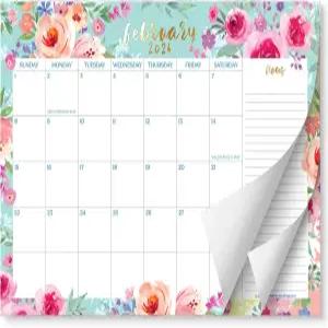 2026년 1월부터 2027년 6월까지의 S O 수채화 플로럴 대형 책상 달력 - 찢어진 테이블 2026-2027 데스크