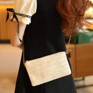 여성 체인 숄더 라탄백 여름 데일리 가방 크림