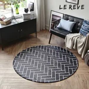 [르헤브] 보들보들 헤링본 나염 원형 카페트 (200R)
