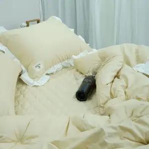 [르헤브] 밀크티 코마사 순면 옥수수솜 차렵이불 베개세트 (Q/퀸)