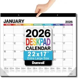던웰 2026 데스크 캘린더 22x17 대형 월간 블로터 또는 매달린 벽 컬러풀한 디자인 2026년 1월부터