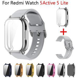 Xiaomi Redmi Watch 5 Active Lite 용 케이스가있는 22mm 실리콘 스트랩 스마트 시계 손목 밴드 및 케이스