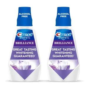 크레스트 구강 청결제/입 헹굼 3D 화이트 브릴리언시 화이트닝 알코올 프리 클린 민트 2x1L (33.8 floz)