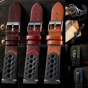 통기성 시계 밴드 스트랩 오일 왁스  가죽 팔찌 20mm 남성 여성 소 손목 블랙 브라운 벨트 액세서리