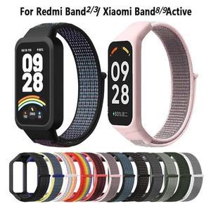 Xiaomi Band 9 8 용 나일론 스트랩 Redmi 3 2 통기성 시계 밴드 + 케이스 액세서리 액티브 스마트 손목 팔