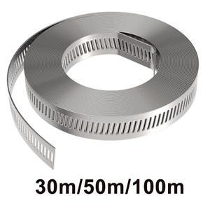 304 스테인레스 스틸 호스 클램프 DIY 컷-투-핏 메탈 스트랩 나사 덕트 파이프용 대형 조절 가능 웜 기어 3