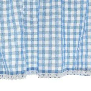 TBZ 블루체크 바란스 인테리어 커튼 106x45cm 공간분할