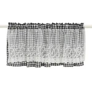 TBZ 블랙체크 레이스 인테리어 바란스 커튼 132x45cm