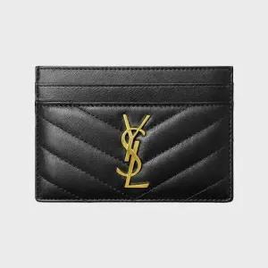 [명품] 금장로고 램스킨 카산드라 마틀라세 카드 지갑 블랙 지갑 423291 AAA44 .