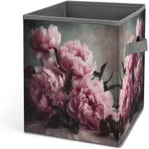 손잡이가 있는 대용량 스태커블 큐브 보관함이 로클니크 피치 부케 선반 장식용 접이식 위한 튼튼한 패브릭