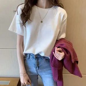 여성 데일리 기본 무지 반팔 티셔츠 LK-T021