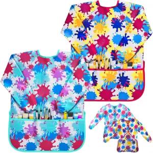 J MARK 방수 아트 스모크 페인팅 에이프런 - 예술 및 공예용 긴 슬리브 2팩