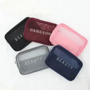 휴대용 메쉬 화장품 파우치 립스틱 파우더 파운데이션