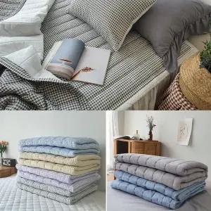 봄 여름 시어서커 침대패드 싱글 퀸 / 특대형 카페트 고정밴딩 패밀리패드 매트리스커버 봄 가을 겨울