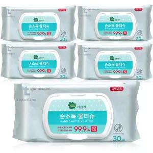 그린핑거 손소독 물티슈 캡형 30매x5팩 소독티슈