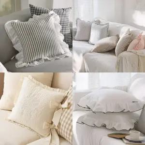 러블리한 프릴 쿠션커버 방석커버 쇼파 등받이 쿠션 방석 침대 의자 허리