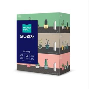 모나리자 미용티슈 250매 3입 1개 각티슈 화장지