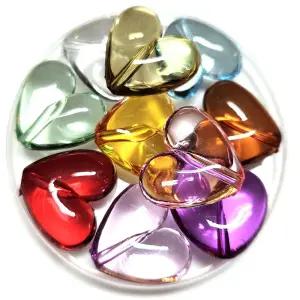 ALL 큰비즈 24mm 직선하트 아크릴 비즈구슬 한팩 15개, 컬러선택