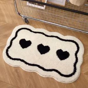 한빛카페트 하트 웨이브 터프팅 발매트 욕실 현관 미니러그 40x6