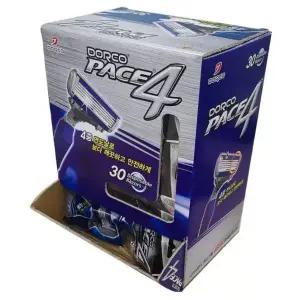 도루코 페이스4 휴대용 ４중날 면도기 30입 밀착 여행용 개별포장 일회용 업소용 코스트코